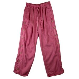 Free People Side Button Pants Pink Lyocell Wide Leg Womens XS OB1533102